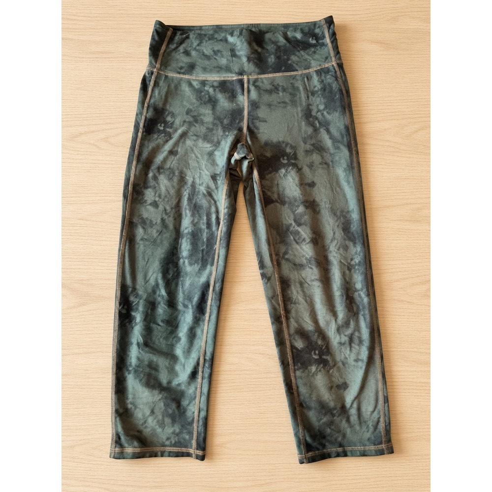 Athleta Green Tie Dye High Rise Crop Leggings Womens Size Medium Activewear